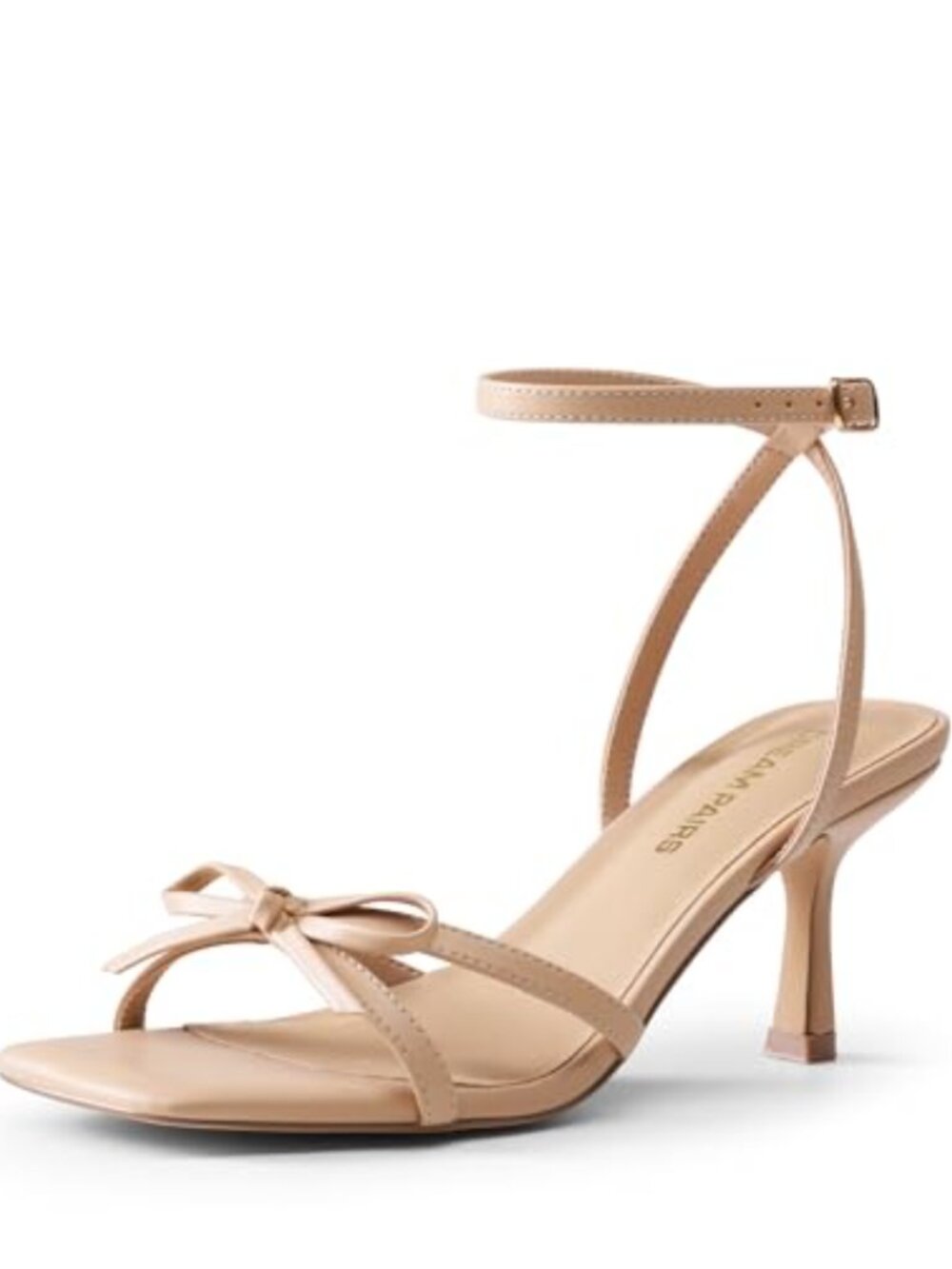 Kitten Heel Strappy Bow Sandals Square Toe Heeled
